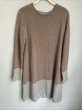 Barrow & Grove Cozy Two-Tone Casmere Dress Taupe and Light Gray Size Large